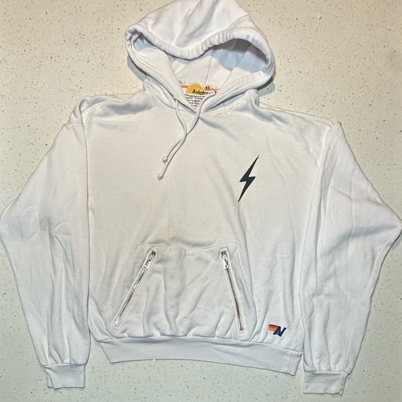 AVIATOR NATION EUC W POCKETS UNISEX HOODIE WHITE